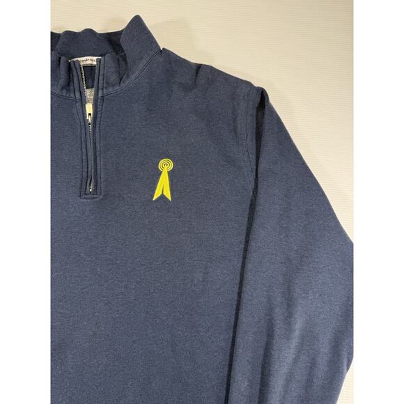 Peter Millar Quarter Zip Pullover Blue Cotton Blend Logo Embroidery Men’s - Picture 3 of 9